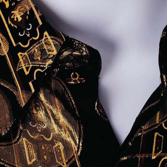 Vintage JOEY RICHI Gold Label Metallic Silk Shirt SINALOA MEXICO Size XL 80s - Picture 13 of 16